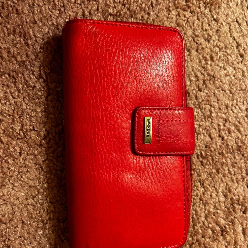 Fossil Red Leather Wallet